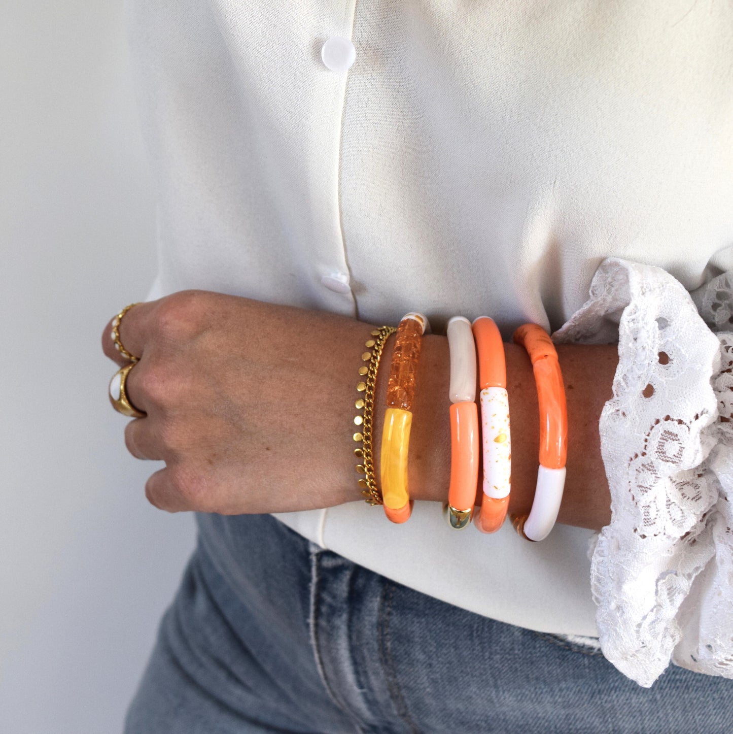 Bracelets joncs tons oranges