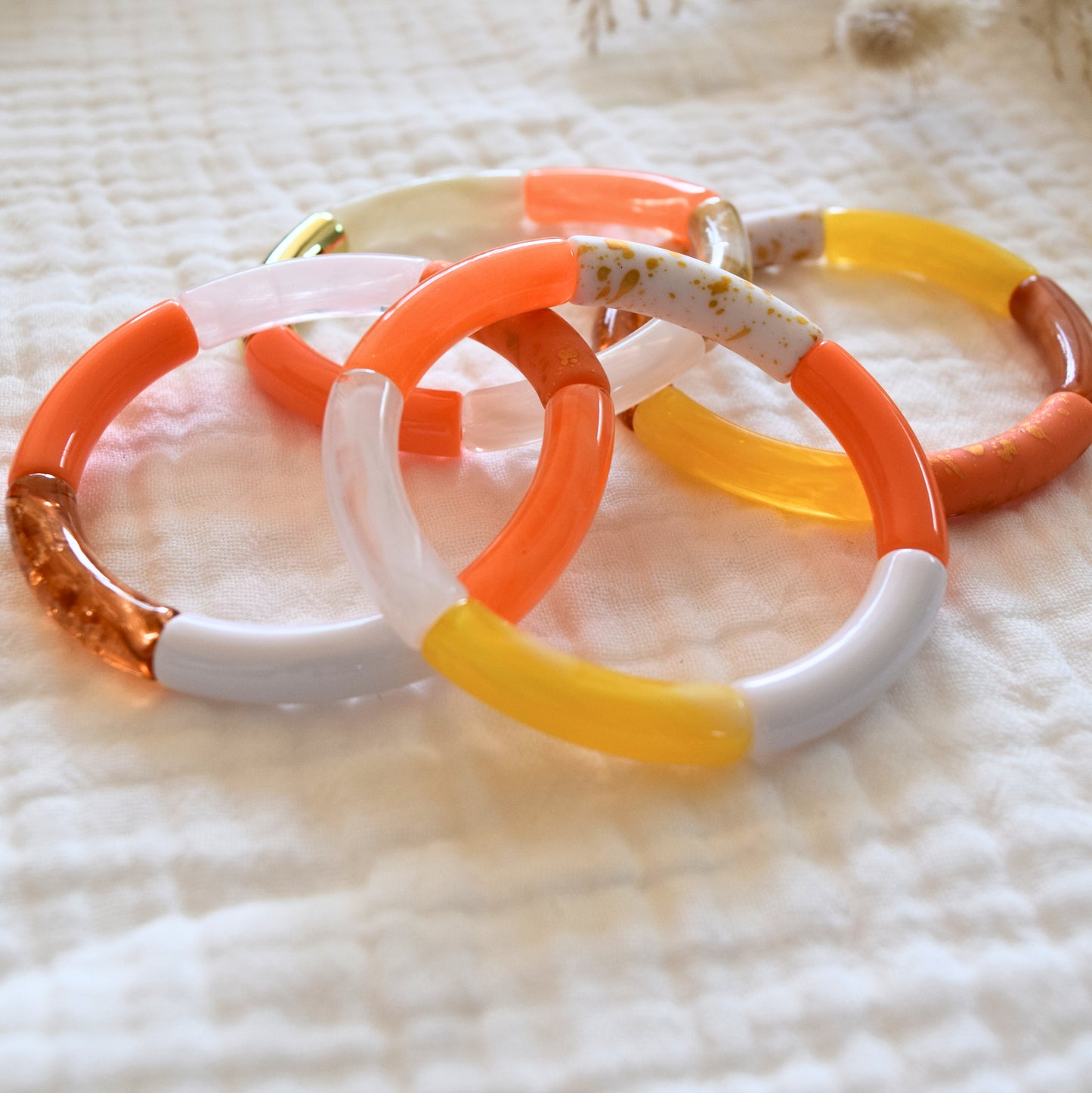 Bracelets joncs tons oranges