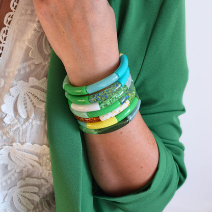 Bracelets joncs tons verts