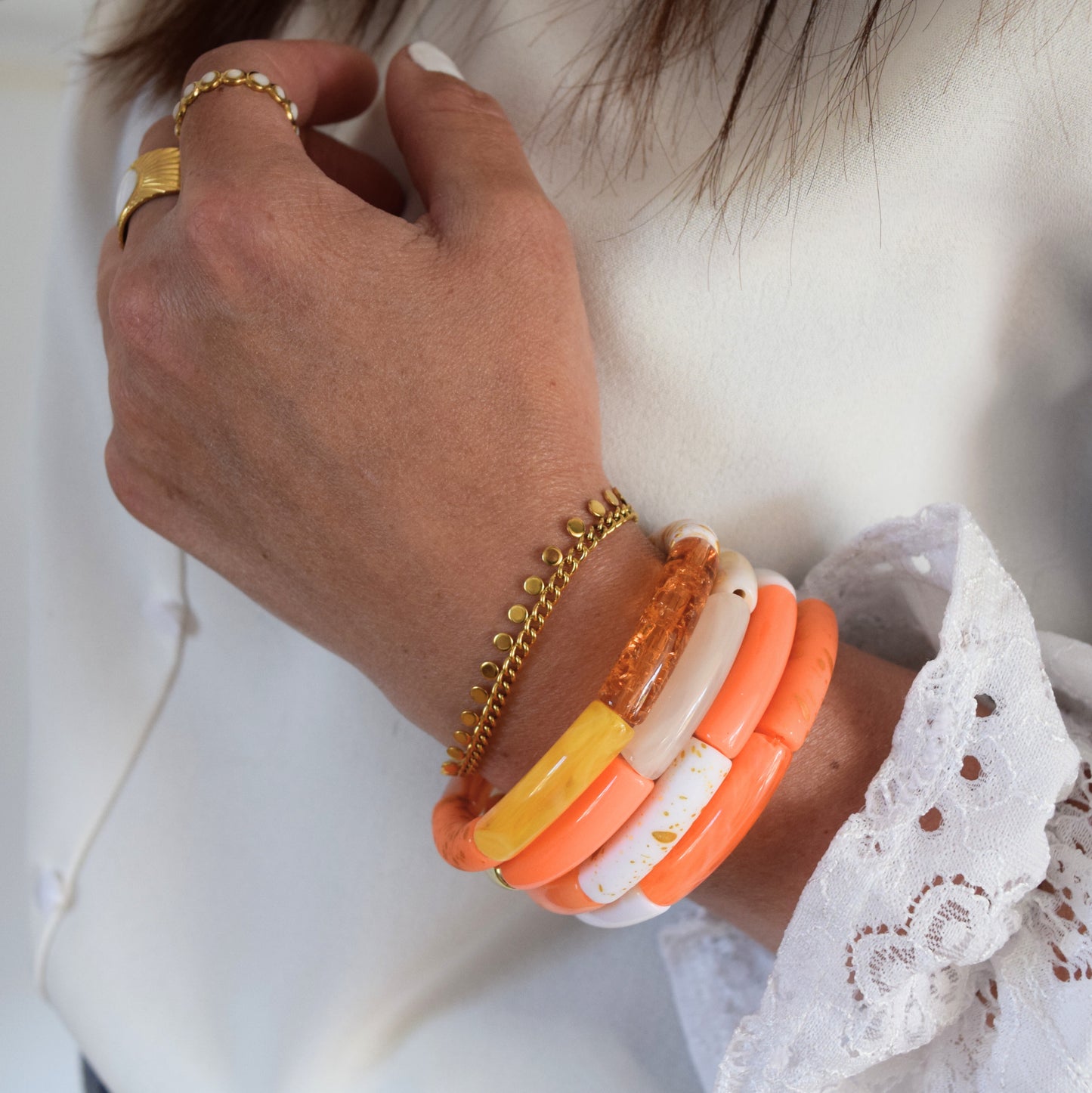 Bracelets joncs tons oranges