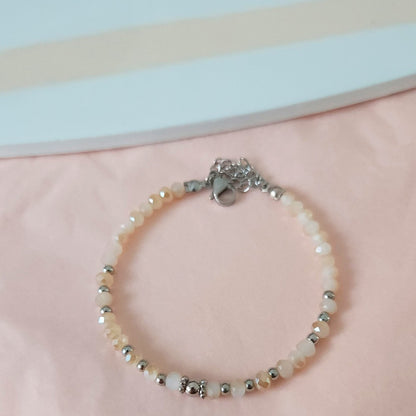 Bracelet femme perles facettees avec fermoir acier inoxydable