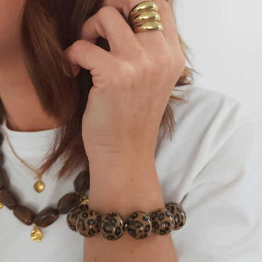 bracelet Kaya perles léopard femme