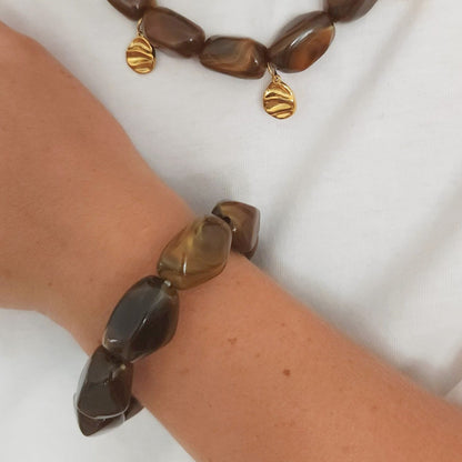 bijou femme perles marron 