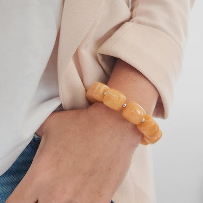 bijou femme bracelet perles acryliques saumon