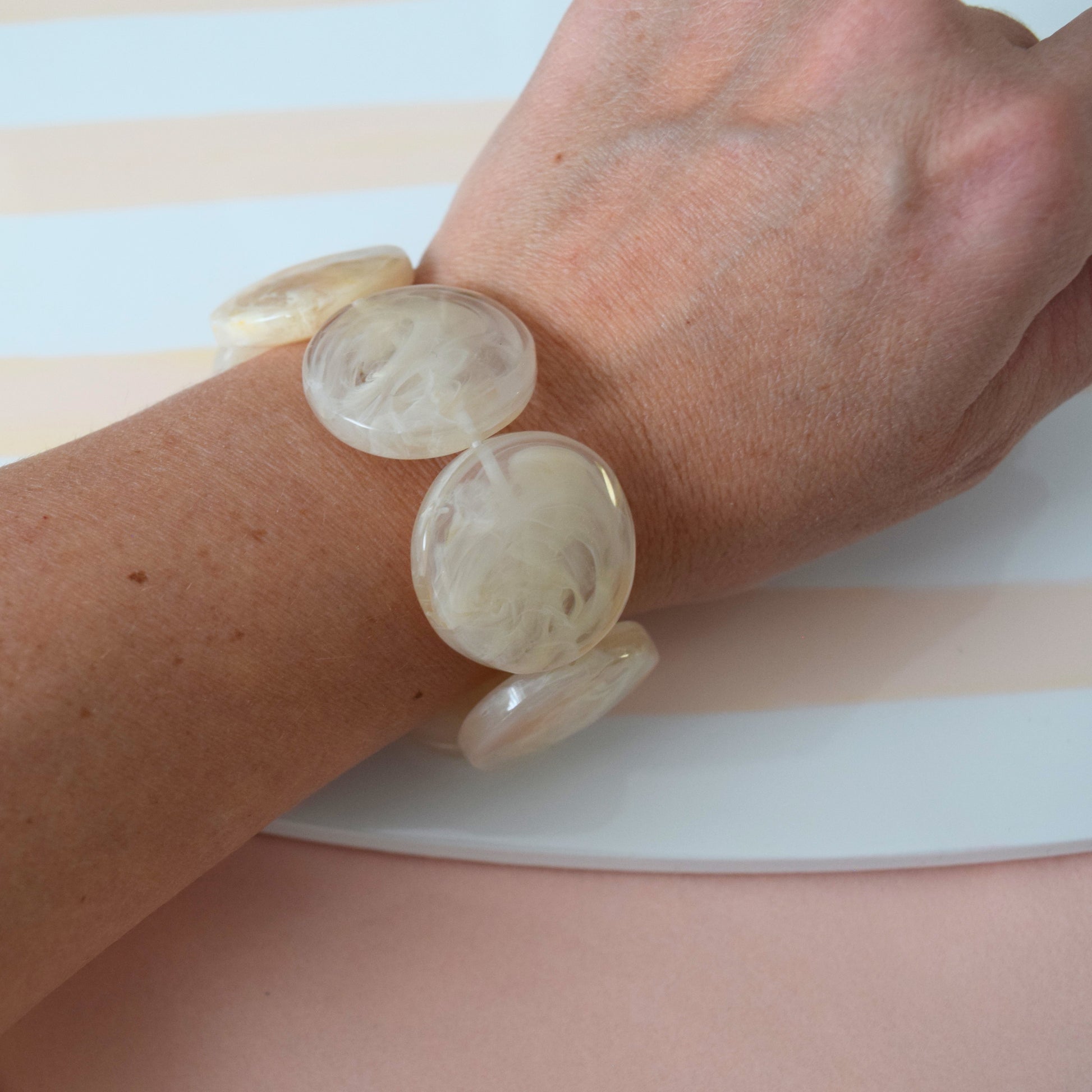 bracelet grosses perles élastique