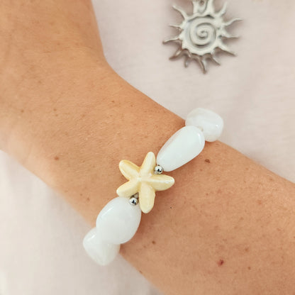 bracelet bohème chic blanc et argenté