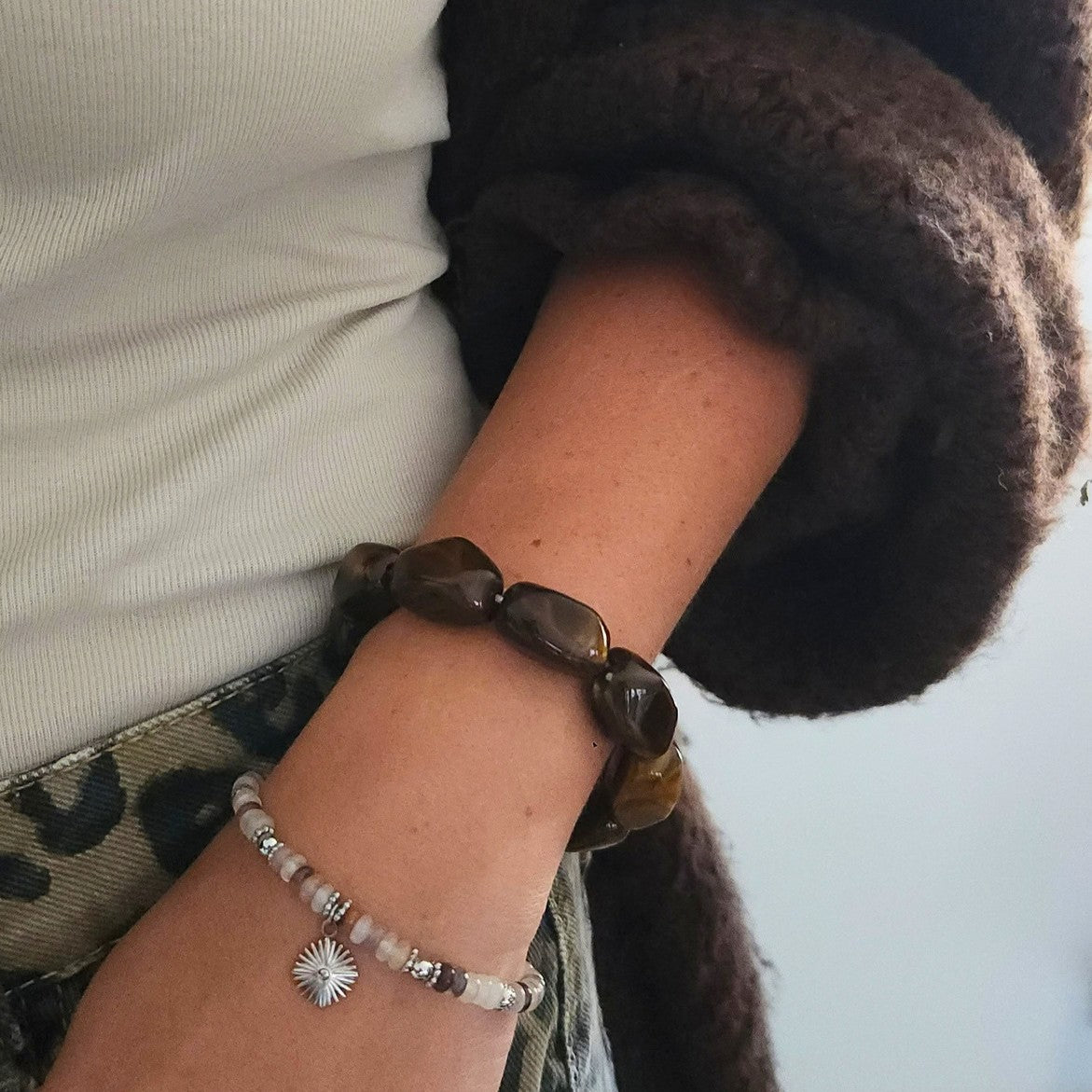 bracelet femme perles violettes pierre naturelle