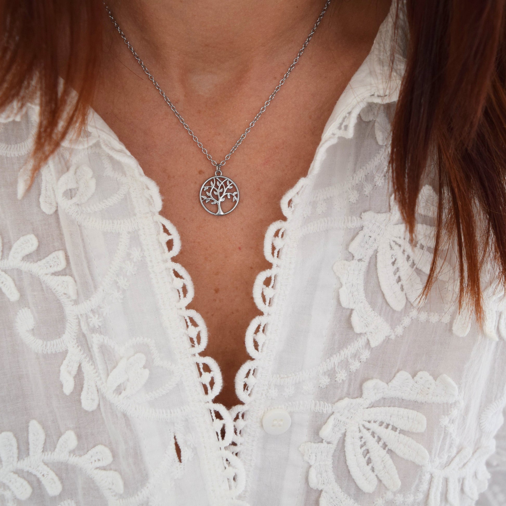 Collier porte-bonheur en acier inoxydable argenté