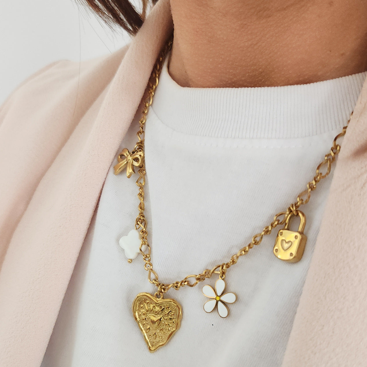 collier romy charms acier inoxydable doré