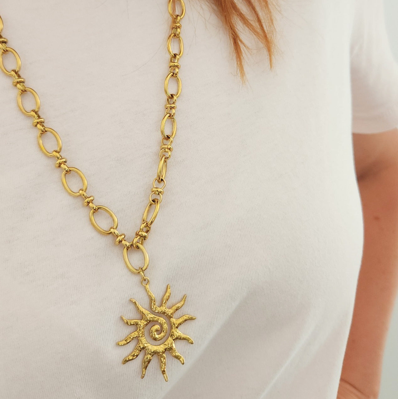 collier solara sautoir soleil acier inoxydable