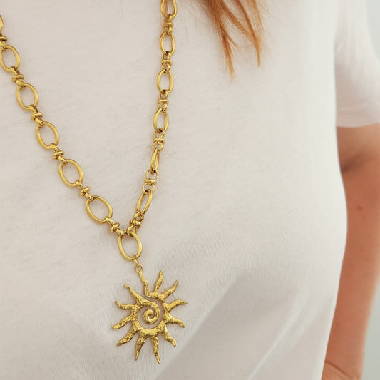 collier solara sautoir soleil acier inoxydable