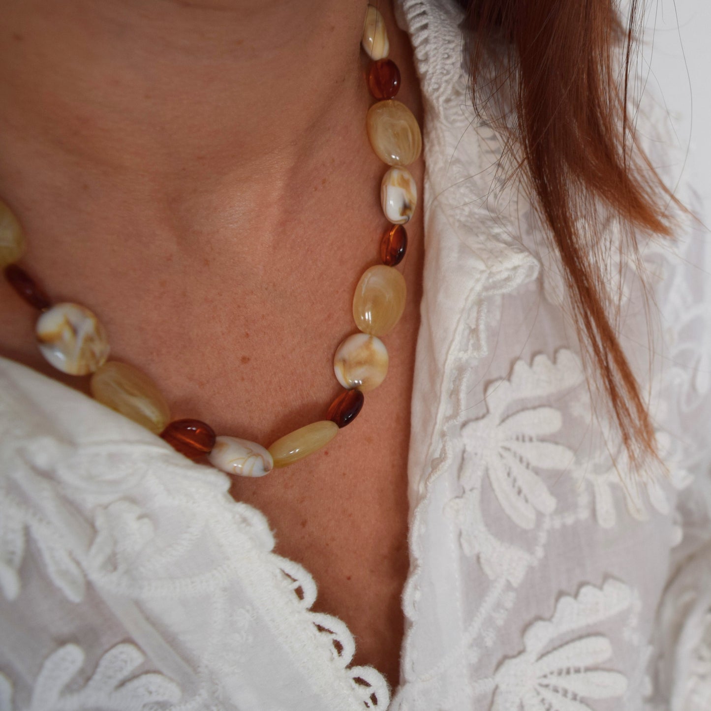Collier doré ou argenté en acier inoxydable, création Manacreations.