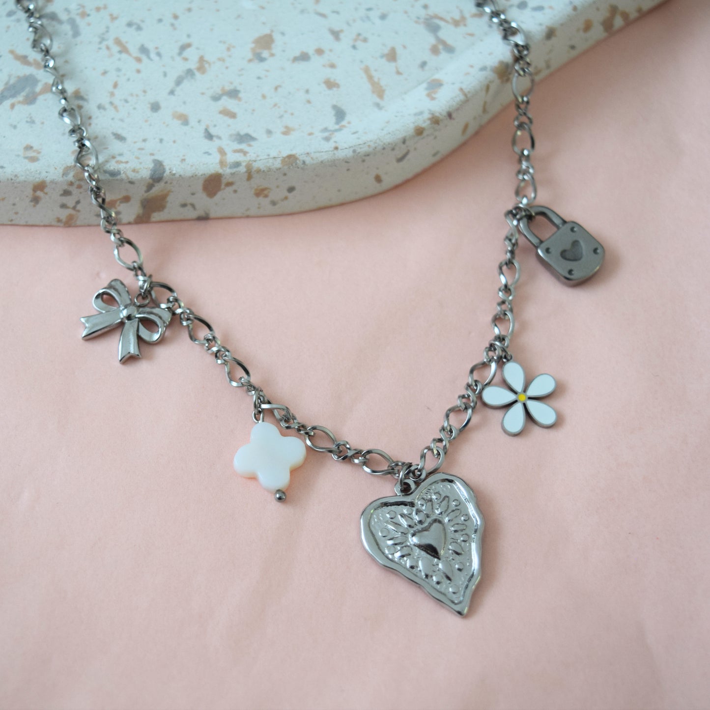 collier tendance femme acier inoxydable charms