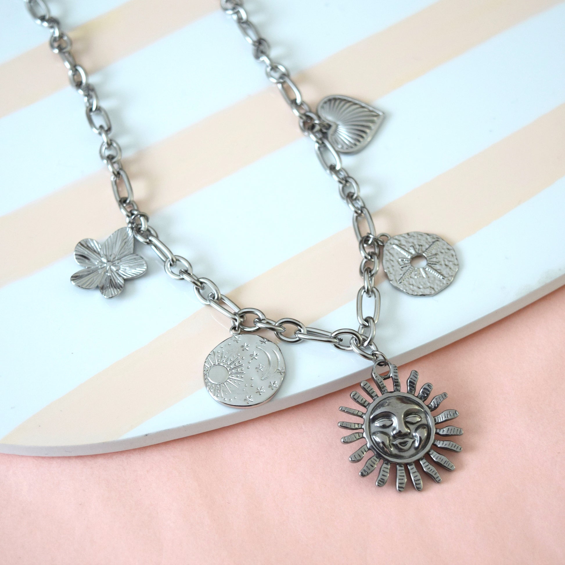 collier acier inoxydable charms