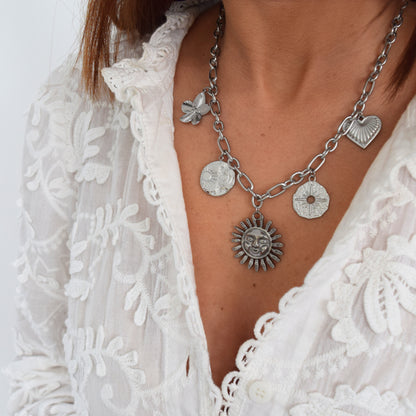collier charms soleil lune étoile femme