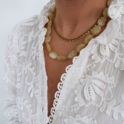 collier femme perles acryliques nacrées