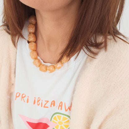 collier femme perles acryliques oranges pastel