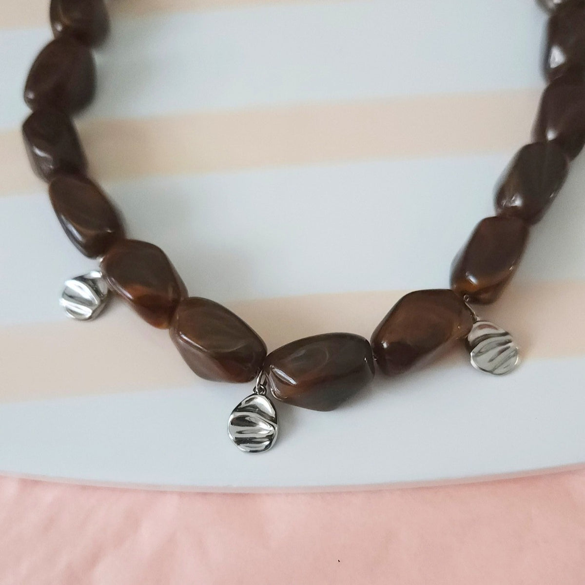 collier Mocha perles marron bohème