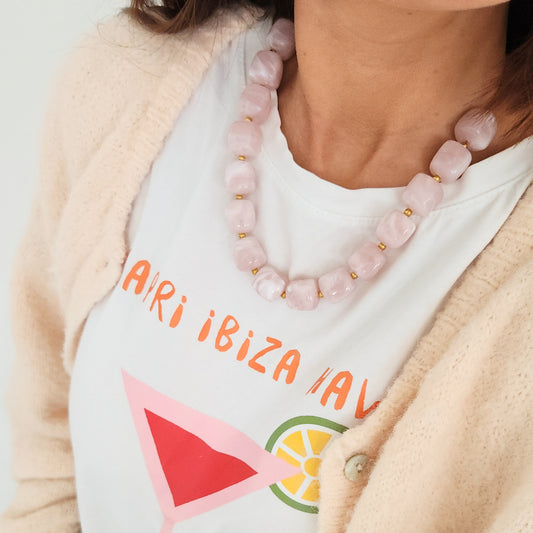 collier rosie perles roses bohème chic femme