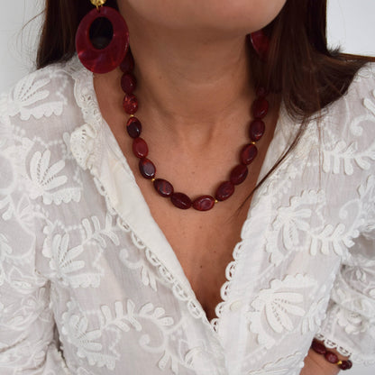 Collier artisanal bordeaux fabrication française