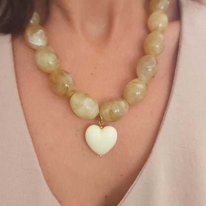 Collier artisanal femme beige écru MELIA