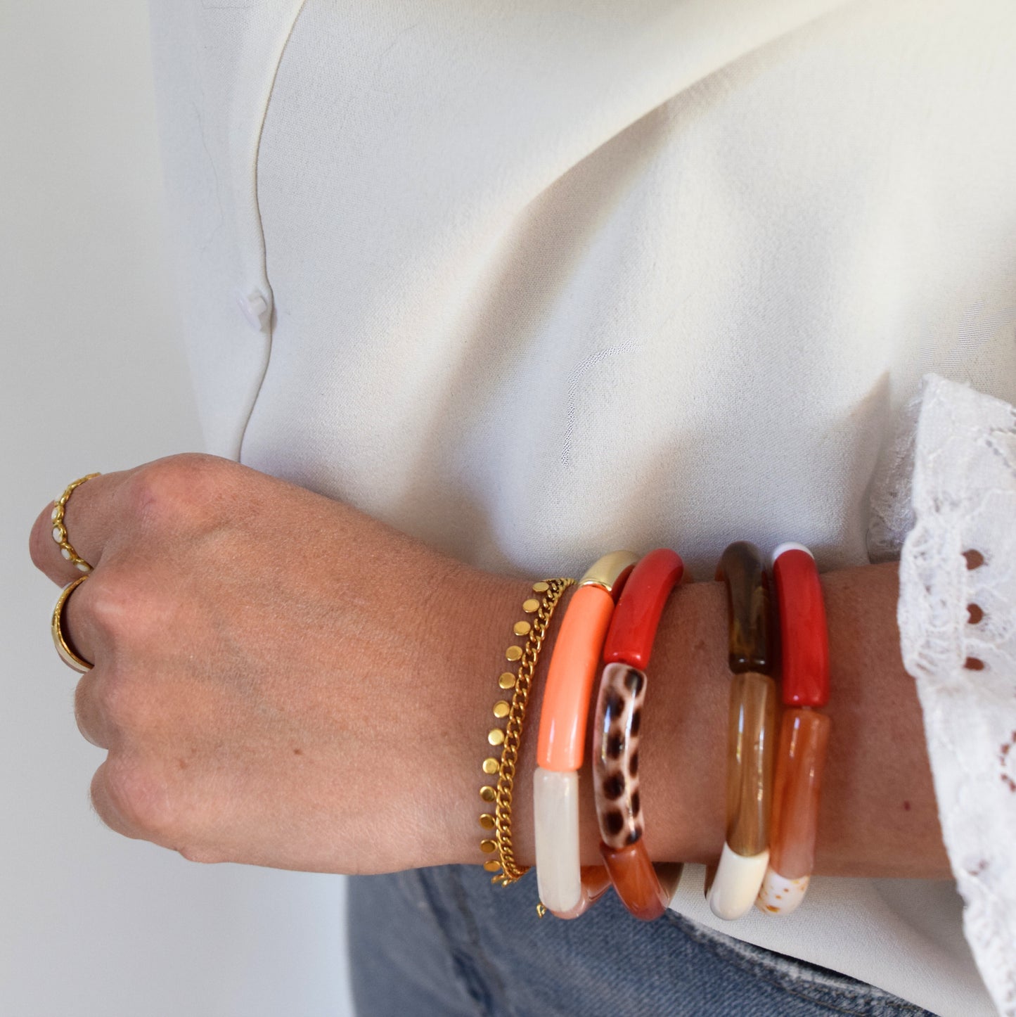 Bracelets joncs tons rouges