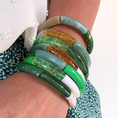 Bracelets joncs tons verts