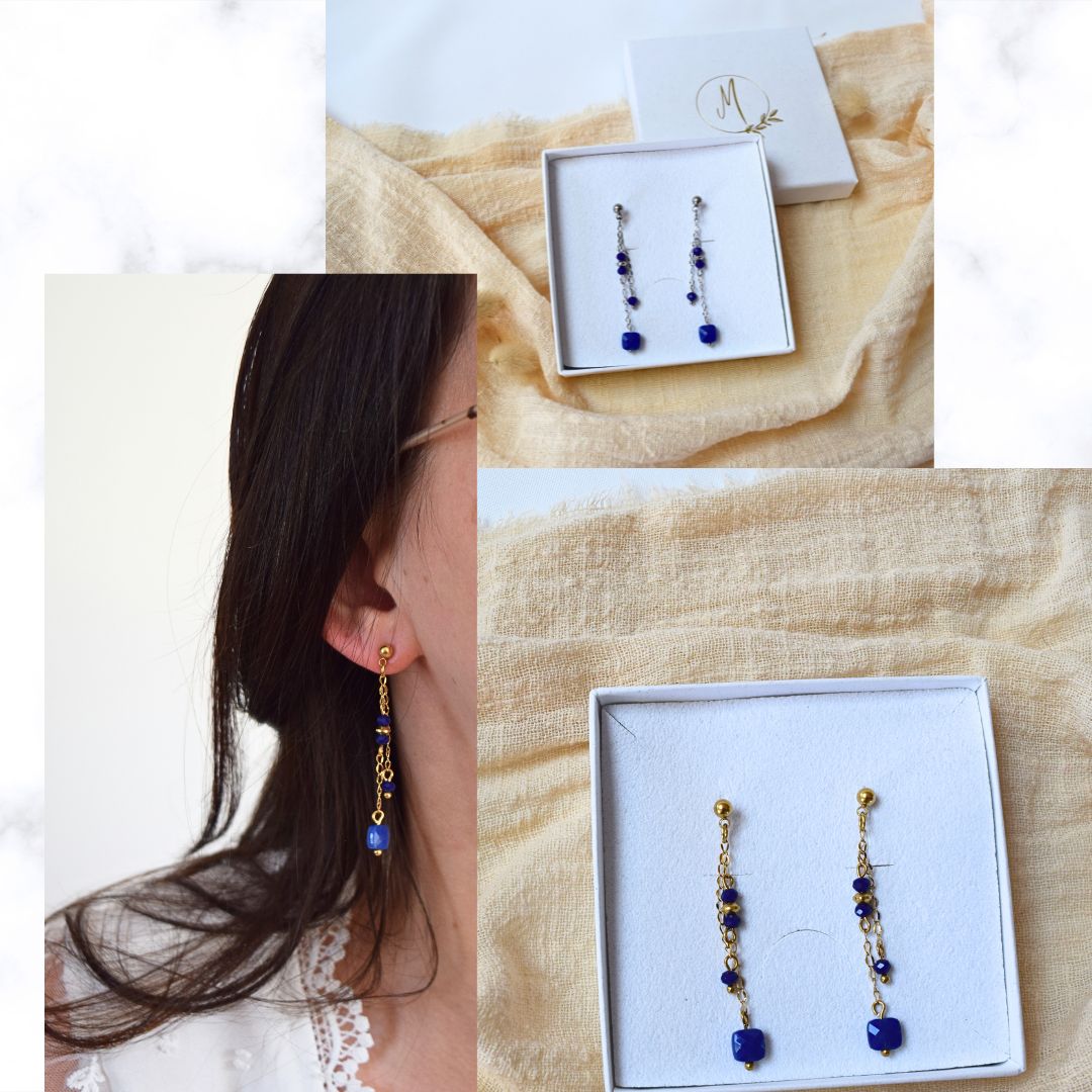 Boucles d'oreilles Molly bleues