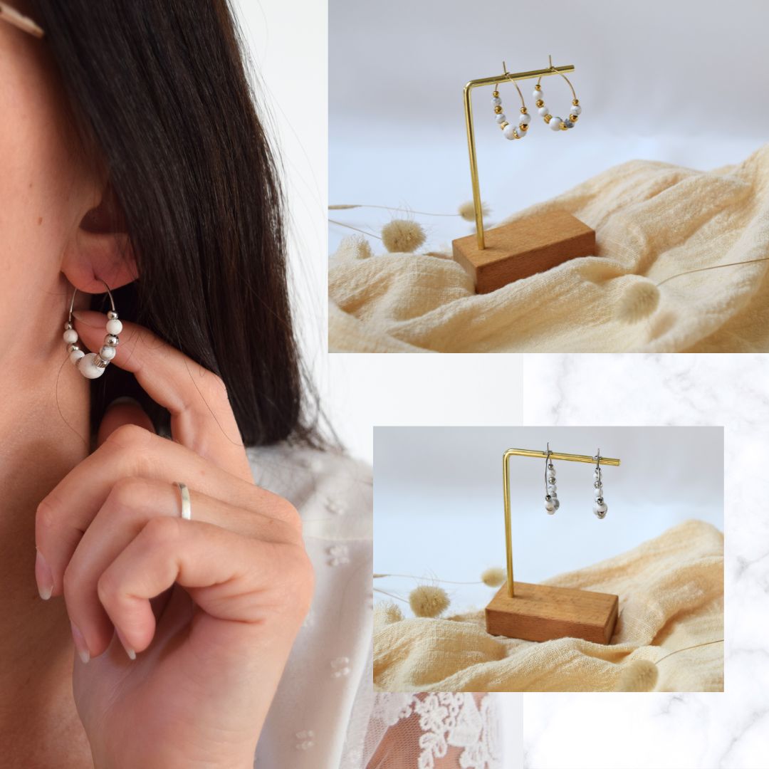 Boucles d'oreilles Vicky blanches