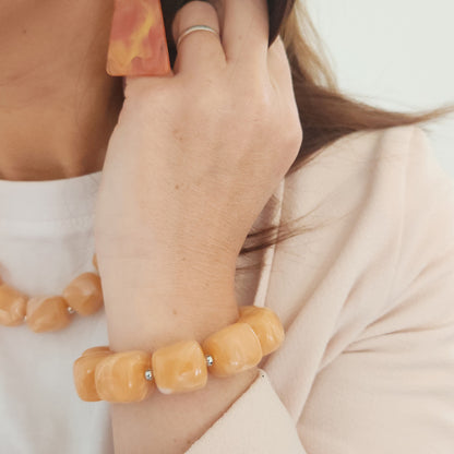 bracelet bohème chic perles acryliques corail