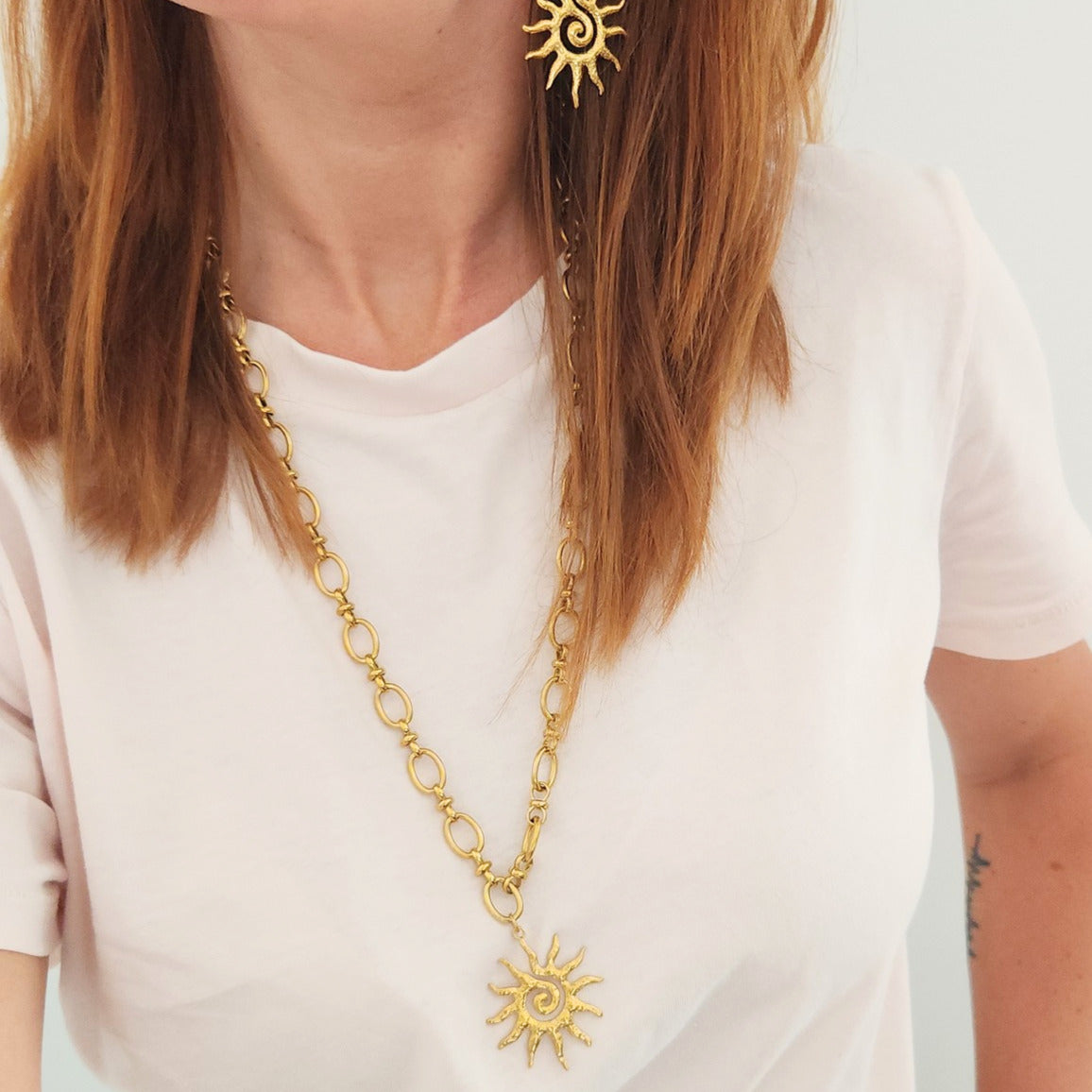 collier femme acier inoxydable pendentif soleil