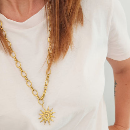 pendentif soleil acier inoxydable femme